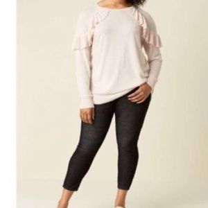 SEJOUR PINK SWEATER WOTH RUFFLES ON CHEST